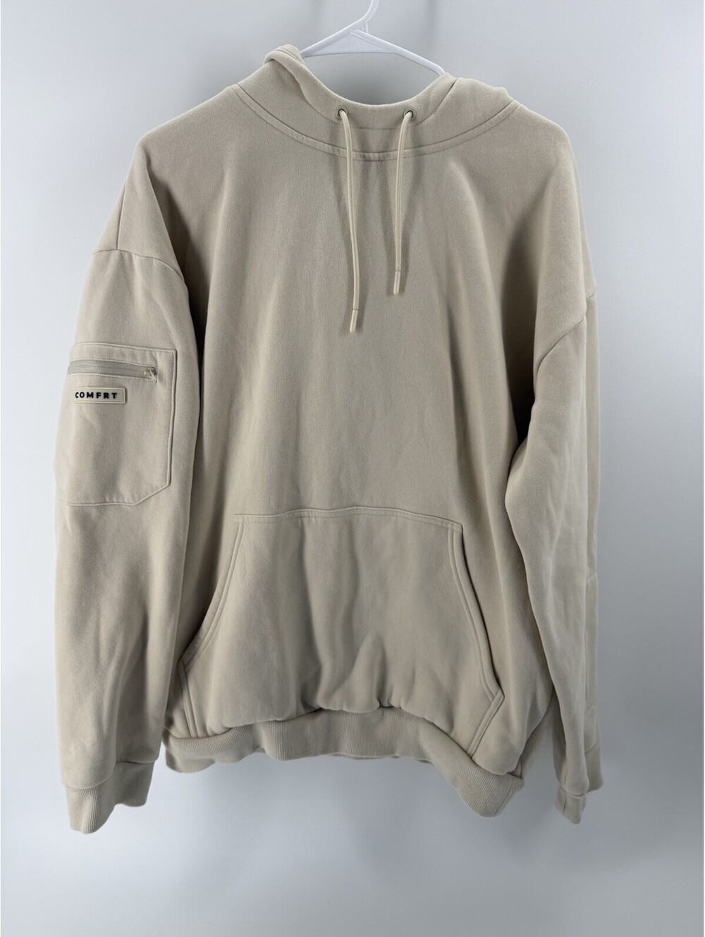 Comfort Travel Essentials Hoodie Unisex Size L Pockets Travel Oversized Stone